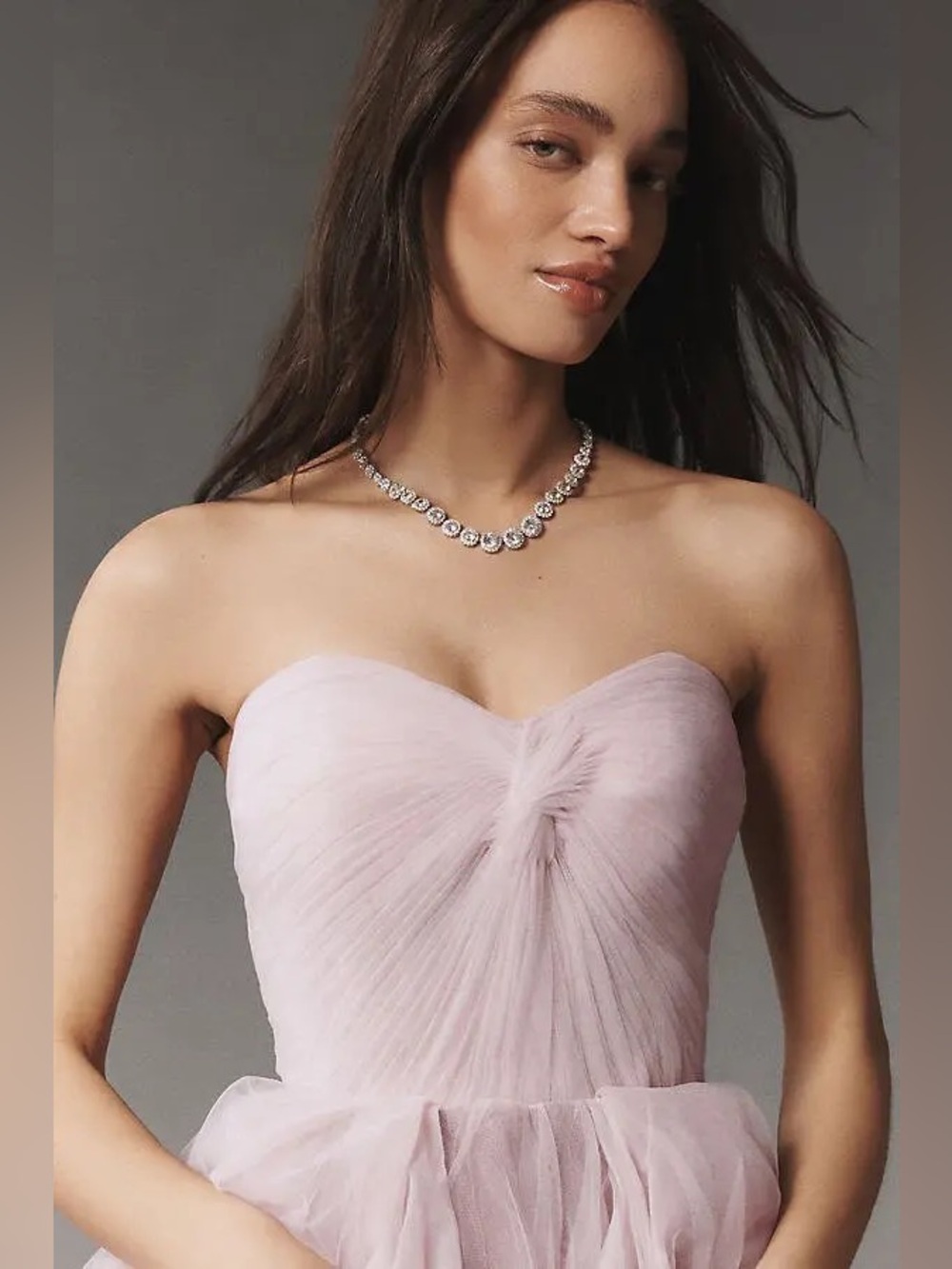Mac Duggal Strapless Bustier Twist Top Ruffle Ballgown Porcelain Pink NWT - Picture 4 of 8